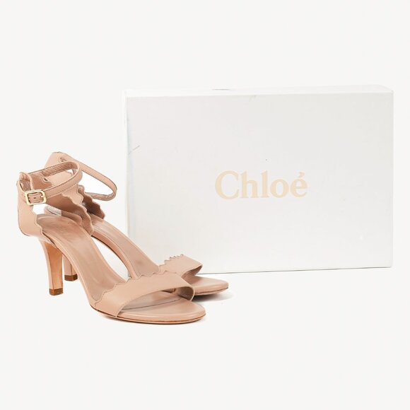 Chloe Lauren "Light Pastel" Nappa Leather Scalloped Sandals - Picture 11 of 11
